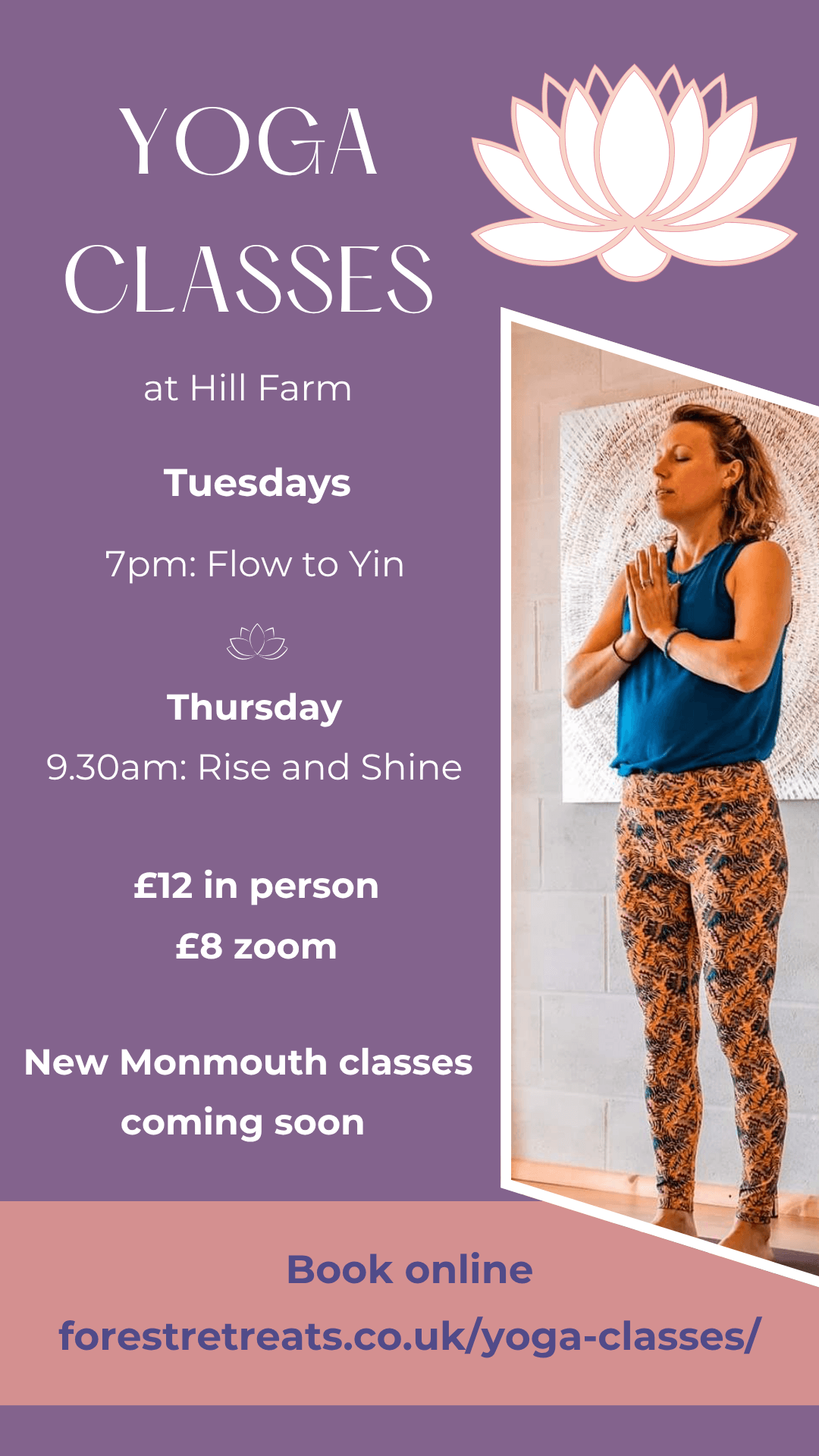 Forest Retreats Yoga Timetable Poster.